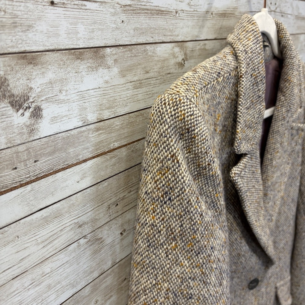 Vtg Hourihan by Jimmy Hourihan Womens 12 Blazer Beige Donegal Tweed Pure Wool - Picture 10 of 14